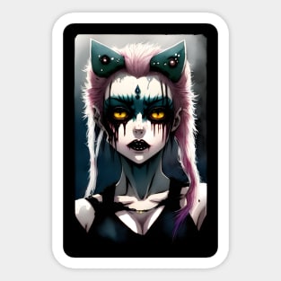 Bloody Cat Girl Goth Horror Anime Sticker